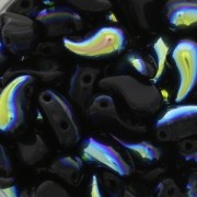 Perles en verre tchèque 2 trous Zoliduo® Left 5x8mm Jet AB x20|raw }}