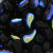 Perles en verre tchèque 2 trous Zoliduo® Right 5x8mm Jet AB x20|raw }}