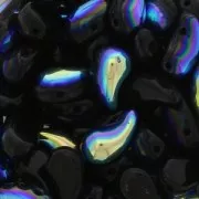 Perles en verre tchèque 2 trous Zoliduo® Right 5x8mm Jet AB x20