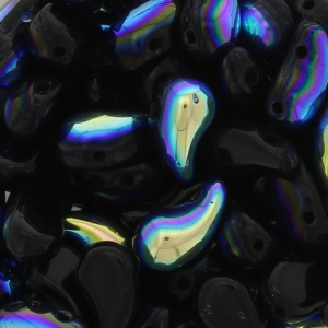 Perles en verre tchèque 2 trous Zoliduo® Right 5x8mm Jet AB x20