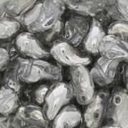 Perles en verre tchèque 2 trous Zoliduo® Right 5x8mm Crystal/Argent x20