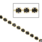 Chaîne en laiton brut strass en cristal taillé 2,10 mm Jet x50cm|raw }}