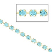 Chaîne en laiton brut strass en cristal taillé 2,10 mm Aquamarine x50cm|raw }}