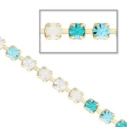 Chaîne en laiton brut strass en cristal taillé 2,10 mm Crystal/Aquamarine/BlueZircon/White Opal x50cm|raw }}