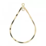 Chandelier goutte martelé 2 anneaux 33.5x22 mm Gold filled x1