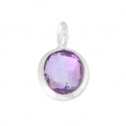 Breloque ronde facettée 6,9 mm Argent 925 /Amethyst x1|raw }}