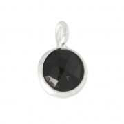 Breloque ronde facettée 6,9 mm Argent 925 /Black Onyx x1|raw }}