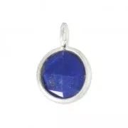 Breloque ronde facettée 6,9 mm en Argent 925 /Lapis x1