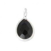 Breloque goutte facettée 6,8x12,7 mm en Argent 925 /Black Onyx x1