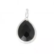 Breloque goutte facettée 6,8x12,7 mm en Argent 925 /Black Onyx x1