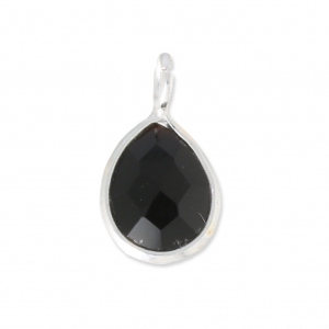 Breloque goutte facettée 6,8x12,7 mm en Argent 925 /Black Onyx x1