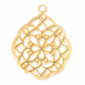 Breloque en métal Goutte ajourée 26,5 mm Doré à l'or fin x1