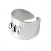 Bague réglable large avec 3 anneaux à personnaliser Placage Argent fin vieilli x1|raw }}