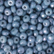 Perles facettées en verre tchèque Micro Spacers 2x3 mm Op Blue Ceramic Look x50