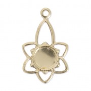 Pendentif fin Fleur de lotus 18 mm pour cabochon 5 mm - Gold filled (or laminé) x1