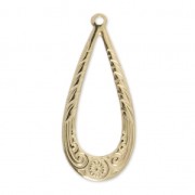 Pendentif fin Goutte décor fleurs 24 mm en Gold filled (or laminé)  x1|raw }}