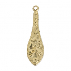 Pendentif fin Goutte décor fleurs 21 mm en Gold filled (or laminé)  x1