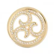 Cabochon en métal 33 mm avec strass - Ajouré - doré x1