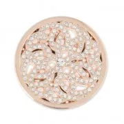 Cabochon en métal 33 mm avec strass - Rosace - doré rose x1