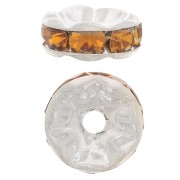 Perle rondelle Strass 8 mm argenté/Topaz x1|raw }}