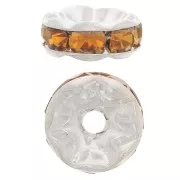 Perle rondelle Strass 8 mm argenté/Topaz x1