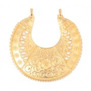 Pendentif intercalaire 2 anneaux demi-lune ethnique 38 mm Doré à l'or fin x1|raw }}