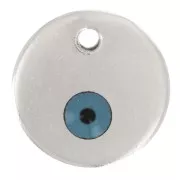 Breloque oeil porte-bonheur résine époxy 12 mm argenté vieilli/Turquoise