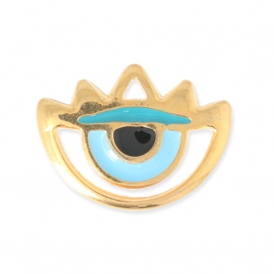 Breloque oeil porte-bonheur résine époxy 20x15 mm doré/Turquoise