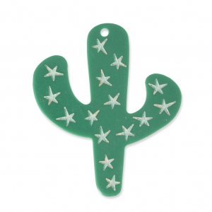 Pendentif Tropical Cactus 59 mm - création de bijoux fantaisie - Vert