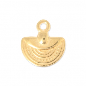 Breloque en métal demi-cercle ethnique 12 mm Doré à l'or fin x1