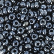 Perles rocailles Preciosa 7/0 3.5 mm - Jet Hematite x10g
