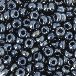 Perles rocailles Preciosa 7/0 3.5 mm - Jet Hematite x10g
