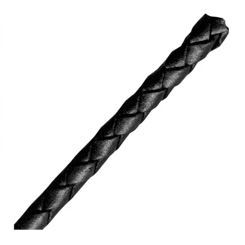 Cordon cuir tressé 4 mm Noir x 50 cm