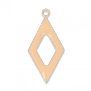Breloque losange évidé en métal et résine époxy 18 mm Light Rose x 8