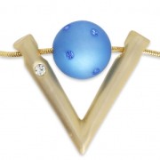 Pendentif design V strassé 32x37 mm pour polaris ou ronde 16 mm doré satiné