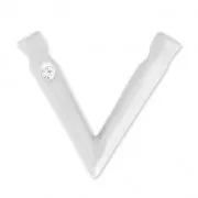 Pendentif design V strassé 32x37 mm pour polaris ou ronde 16 mm argenté satiné