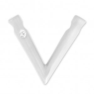 Pendentif design V strassé 32x37 mm pour polaris ou ronde 16 mm argenté satiné
