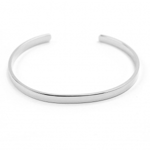 Bracelet manchette en laiton à personnaliser 4,1x150 mm rhodié