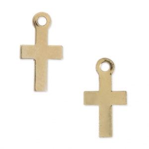 Breloques fines Croix 10 mm en Gold filled (Or laminé) x2