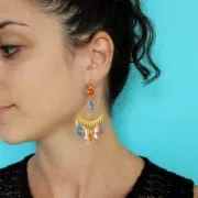 Sequins losanges 16x9 mm en métal et résine époxy - Terracotta x8