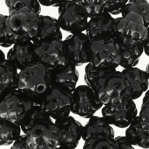 Perles en verre tchèque Fizgig - Fleurs Vintage 6 mm Jet x30