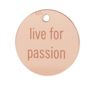 Breloque médaille gravée Live for passion 11 mm en Argent 925 doré  rose x1|raw }}
