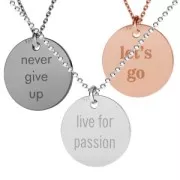 Breloque médaille gravée Live for passion 11 mm en Argent 925 doré rose x1