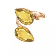 Bague double cabochon PureCrystal Poire 4320 14x10 mm Argent 925 doré à l'or fin x1