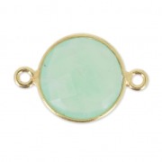 Intercalaire 2 anneaux pierre facettée 12 mm serti Argent 925 plaqué Or / Chrysoprase x1|raw }}