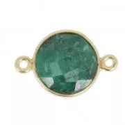 Intercalaire pierre facettée 12 mm serti Argent 925 plaqué Or / Imitation Emeraude