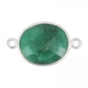 Intercalaire pierre facettée 11x13 mm serti Argent 925 / Imitation Emeraude|raw }}