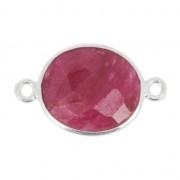 Intercalaire 2 anneaux pierre facettée 11x13 mm serti Argent 925 / Imitation Rubis|raw }}