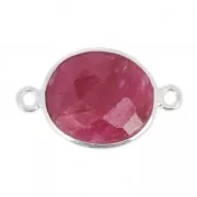 Intercalaire 2 anneaux pierre facettée 11x13 mm serti Argent 925 / Imitation Rubis