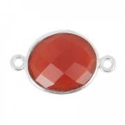 Intercalaire pierre facettée 11x13 mm serti Argent 925 Imitation Cornaline x1